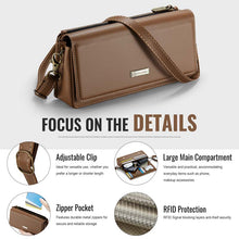 Cargar imagen en el visor de la galería, Casekis Multifunctional Leather Crossbody Phone Bag Brown
