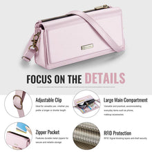 Cargar imagen en el visor de la galería, Casekis Multifunctional Leather Crossbody Phone Bag Pink
