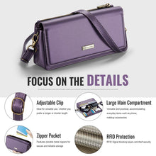 Muat gambar ke penampil Galeri, Casekis Multifunctional Leather Crossbody Phone Bag Purple
