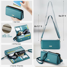 Lade das Bild in den Galerie-Viewer, Casekis Multifunctional Leather Crossbody Phone Bag Green
