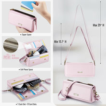 Muat gambar ke penampil Galeri, Casekis Multifunctional Leather Crossbody Phone Bag Pink
