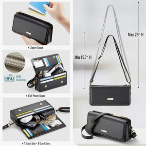 Casekis Multifunctional Leather Crossbody Phone Bag Black