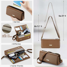 Cargar imagen en el visor de la galería, Casekis Multifunctional Leather Crossbody Phone Bag Brown
