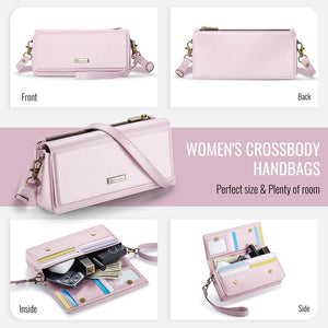 Casekis Multifunctional Leather Crossbody Phone Bag Pink