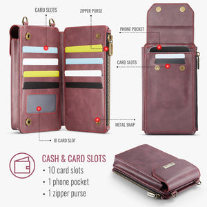 Casekis Crossbody RFID Zipper Phone Bag Red Wine