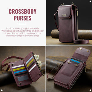 Casekis Crossbody RFID Zipper Phone Bag Red Wine