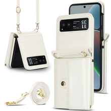 Lade das Bild in den Galerie-Viewer, Casekis Moto Razr 40 Cardholder Crossbody Leather Phone Case White
