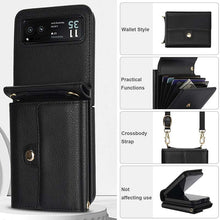 Load image into Gallery viewer, Casekis Moto Razr 40 Cardholder Crossbody Leather Phone Case Black
