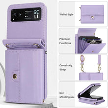 Load image into Gallery viewer, Casekis Moto Razr 40 Cardholder Crossbody Leather Phone Case Purple
