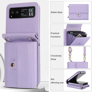 Casekis Moto Razr 40 Cardholder Crossbody Leather Phone Case Purple