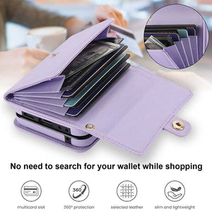 Casekis Moto Razr 40 Cardholder Crossbody Leather Phone Case Purple