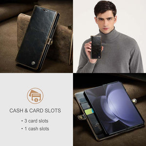 Casekis Luxury Flip Leather Card Slots Phone Case for Galaxy Z Fold 5 5G