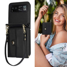 Load image into Gallery viewer, Casekis Moto Razr 40 Cardholder Crossbody Leather Phone Case Black
