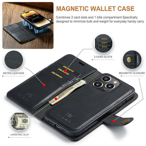 Casekis Detachable Leather Wallet Phone Case Black