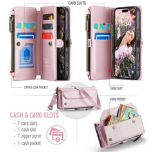 Load image into Gallery viewer, Casekis Cardholer Zipper Wallet Crossbody Phone Case Pink
