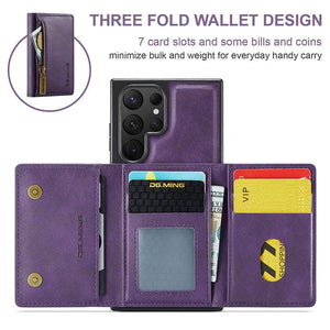 Casekis RFID Magnetic Detachable Leather Wallet Phone Case Purple