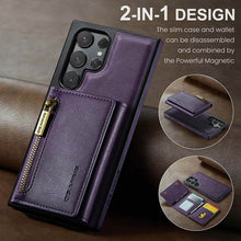 Cargar imagen en el visor de la galería, Casekis RFID Magnetic Detachable Leather Wallet Phone Case Purple
