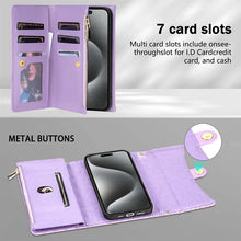 Load image into Gallery viewer, Casekis 7-Slot Foldable Crossbody Wallet Phone Case Purple
