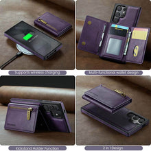 Cargar imagen en el visor de la galería, Casekis RFID Magnetic Detachable Leather Wallet Phone Case Purple
