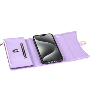 Casekis 7-Slot Foldable Crossbody Wallet Phone Case Purple