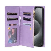 Load image into Gallery viewer, Casekis 7-Slot Foldable Crossbody Wallet Phone Case Purple
