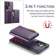 Cargar imagen en el visor de la galería, Casekis RFID Magnetic Detachable Leather Wallet Phone Case Purple
