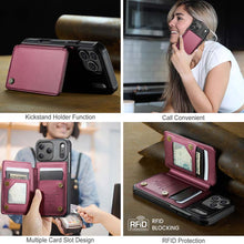 Lade das Bild in den Galerie-Viewer, Casekis RFID Cardholder Wallet Phone Case Red Wine
