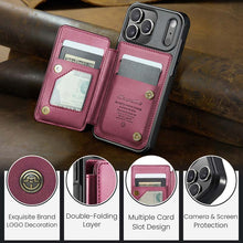 Lade das Bild in den Galerie-Viewer, Casekis RFID Cardholder Wallet Phone Case Red Wine
