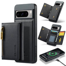 Cargar imagen en el visor de la galería, Casekis RFID Magnetic Detachable Leather Wallet Phone Case Black
