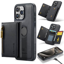 Cargar imagen en el visor de la galería, Casekis RFID Magnetic Detachable Leather Wallet Phone Case Black
