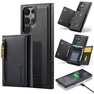 Casekis RFID Magnetic Detachable Leather Wallet Phone Case Black