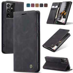 Casekis Carholder Retro Wallet Case For Galaxy S21 Ultra 5G