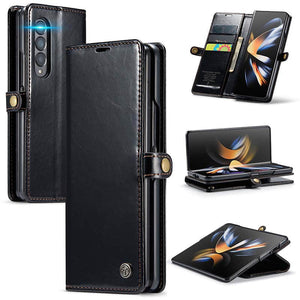 Casekis Galaxy Z Fold 4 5G Luxury Flip Leather Card Slots Phone Case