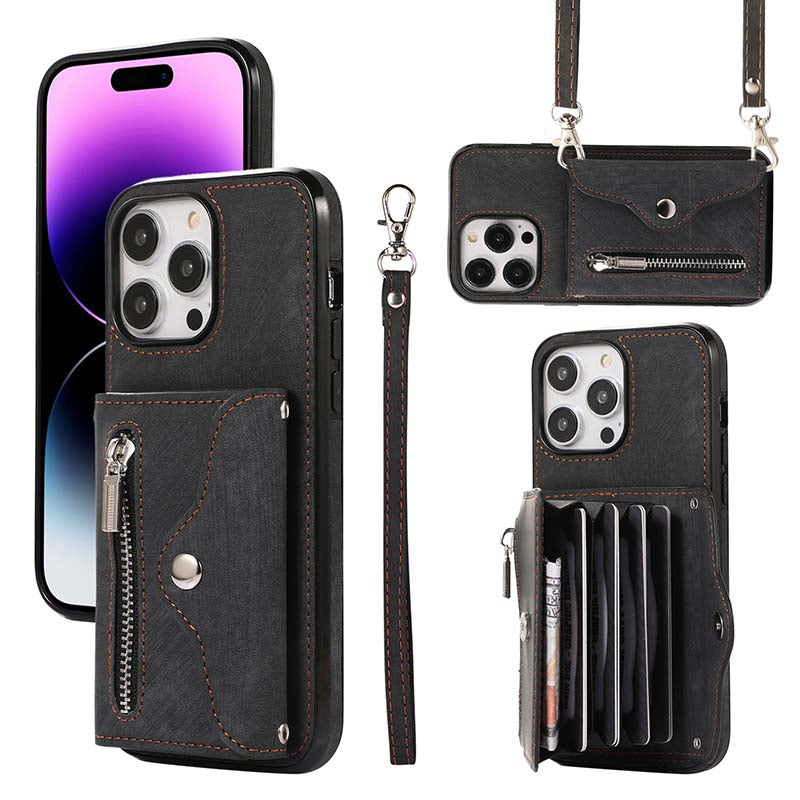 Casekis Accordion Cardholder RFID Zipper Phone Case Black