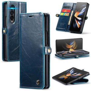 Casekis Galaxy Z Fold 4 5G Luxury Flip Leather Card Slots Phone Case