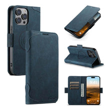 Lade das Bild in den Galerie-Viewer, Casekis Leather Wallet Phone Case compatible with MagSafe Blue
