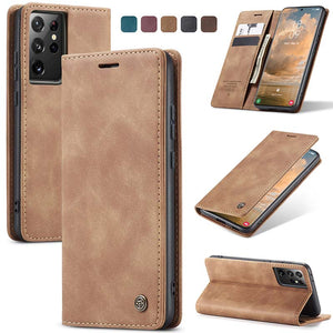 Casekis Carholder Retro Wallet Case For Galaxy S21 Ultra 5G