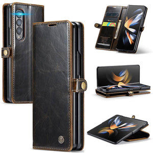 Casekis Galaxy Z Fold 4 5G Luxury Flip Leather Card Slots Phone Case