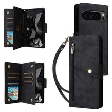 Lade das Bild in den Galerie-Viewer, Casekis Studded Zip Leather Wallet Wristlet Phone Case Black
