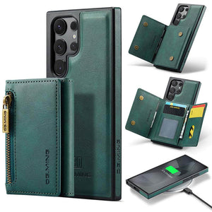 Casekis RFID Magnetic Detachable Leather Wallet Phone Case Green