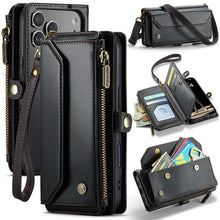 Load image into Gallery viewer, Casekis Cardholer Zipper Wallet Crossbody Phone Case Black
