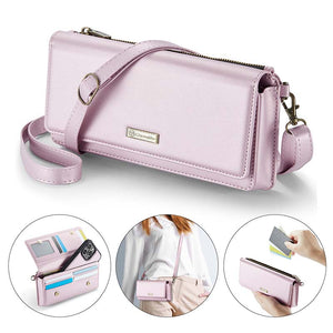 Casekis Multifunctional Leather Crossbody Phone Bag Pink