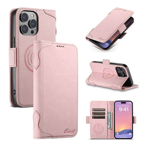 Casekis Leather Wallet Phone Case compatible with MagSafe Pink