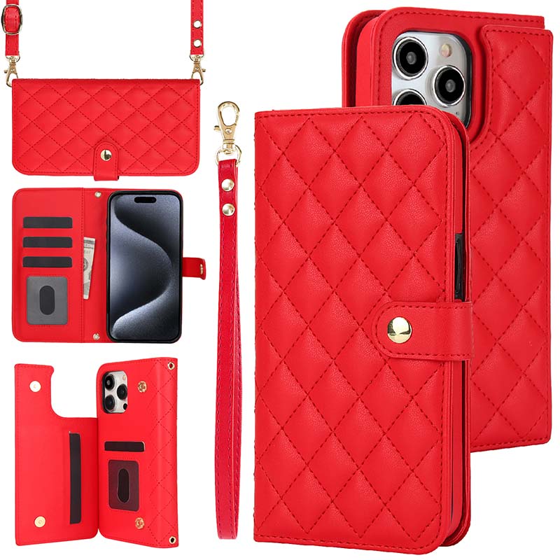 Casekis Crossbody RFID Wallet Phone Case Red