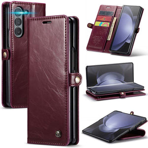 Casekis Luxury Flip Leather Card Slots Phone Case for Galaxy Z Fold 5 5G