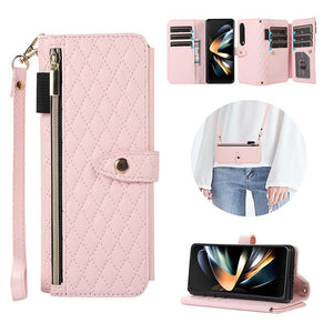 Casekis Crossbody Cardholder Phone Case For Galaxy Z Fold 4 Pink