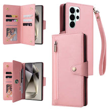 Lade das Bild in den Galerie-Viewer, Casekis Studded Zip Leather Wallet Wristlet Phone Case Rose Gold

