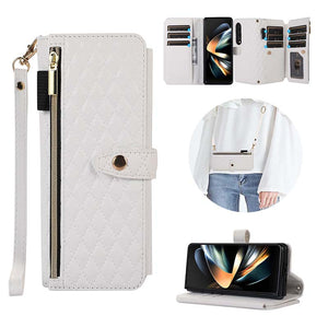 Casekis Crossbody Cardholder Phone Case For Galaxy Z Fold 4 White