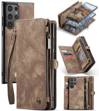 Cargar imagen en el visor de la galería, Casekis Wrist Strap Zipper Wallet Phone Case Brown
