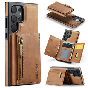 Casekis RFID Magnetic Detachable Leather Wallet Phone Case Brown